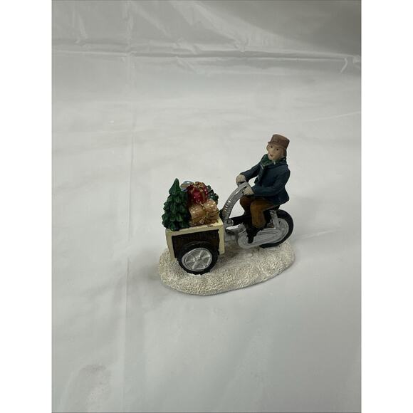 Santa's Workbench Holiday Village Accessory 2002 Boy With Pushcart Poinsettias - Picture 1 of 10